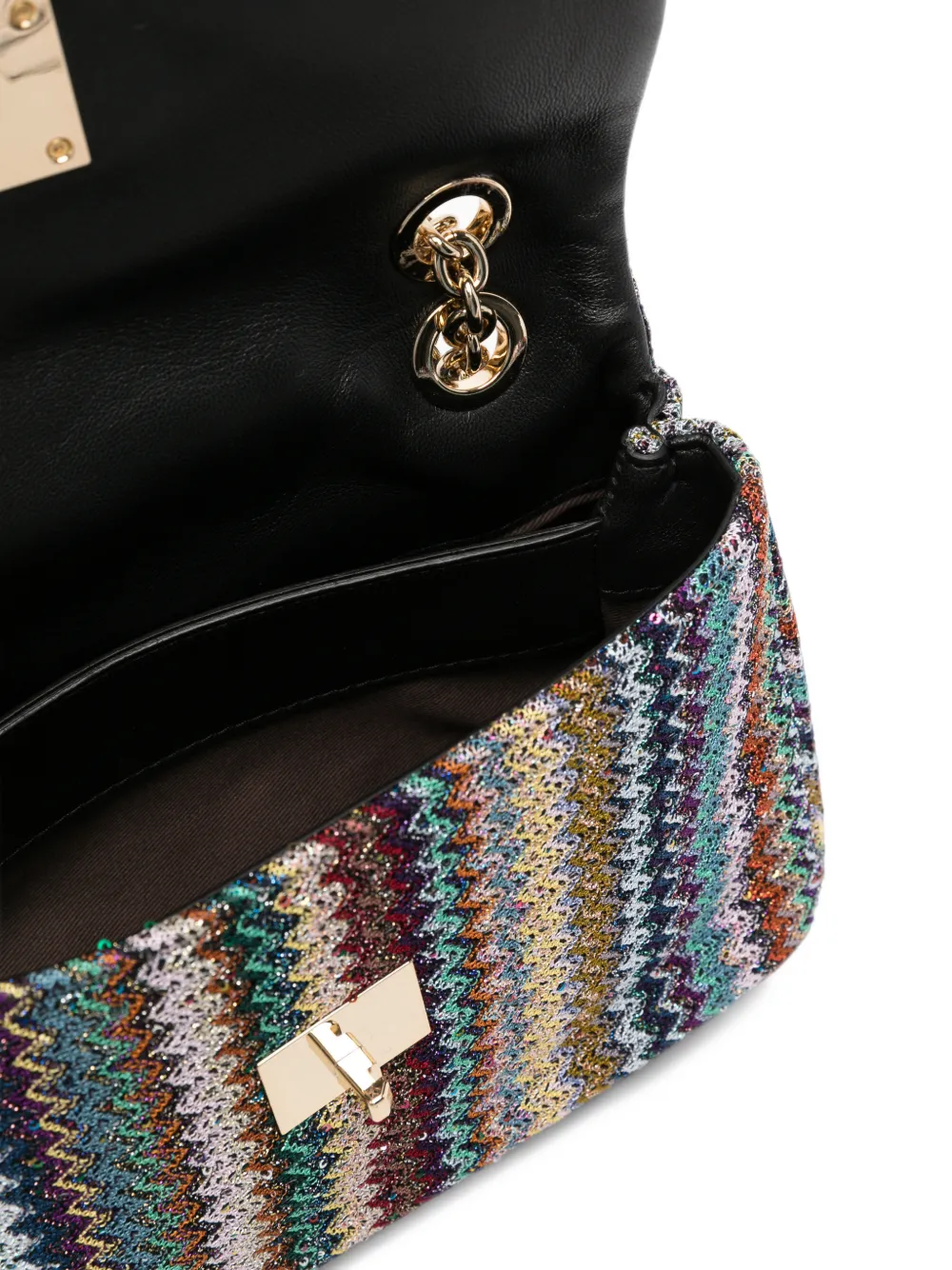 Missoni Gebreide schoudertas met ketting en zigzag-patroon Blauw