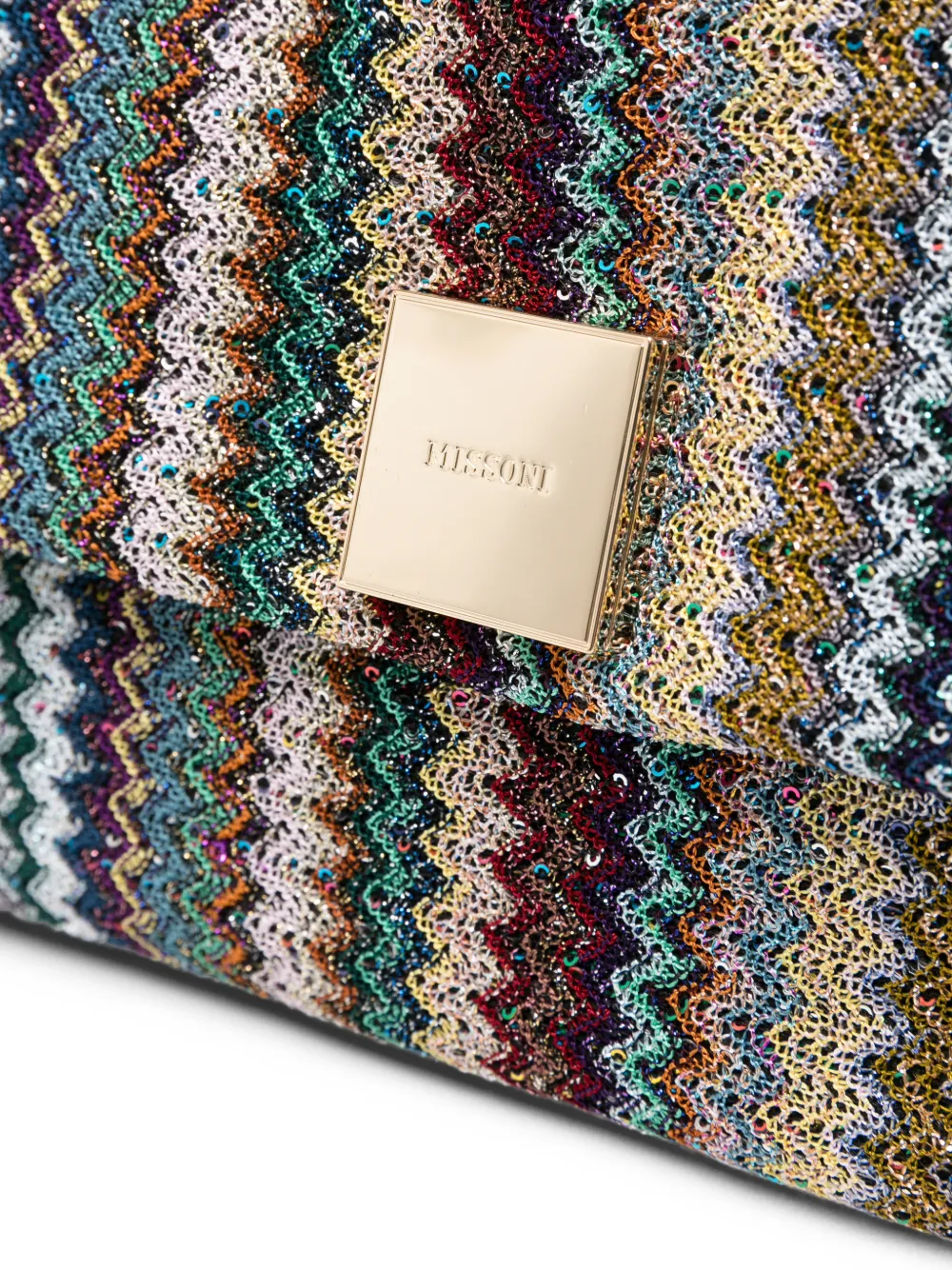 Missoni Gebreide schoudertas met ketting en zigzag-patroon Blauw