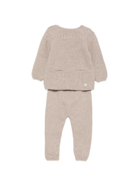 Paz Rodriguez cable-knit button-up trousers set