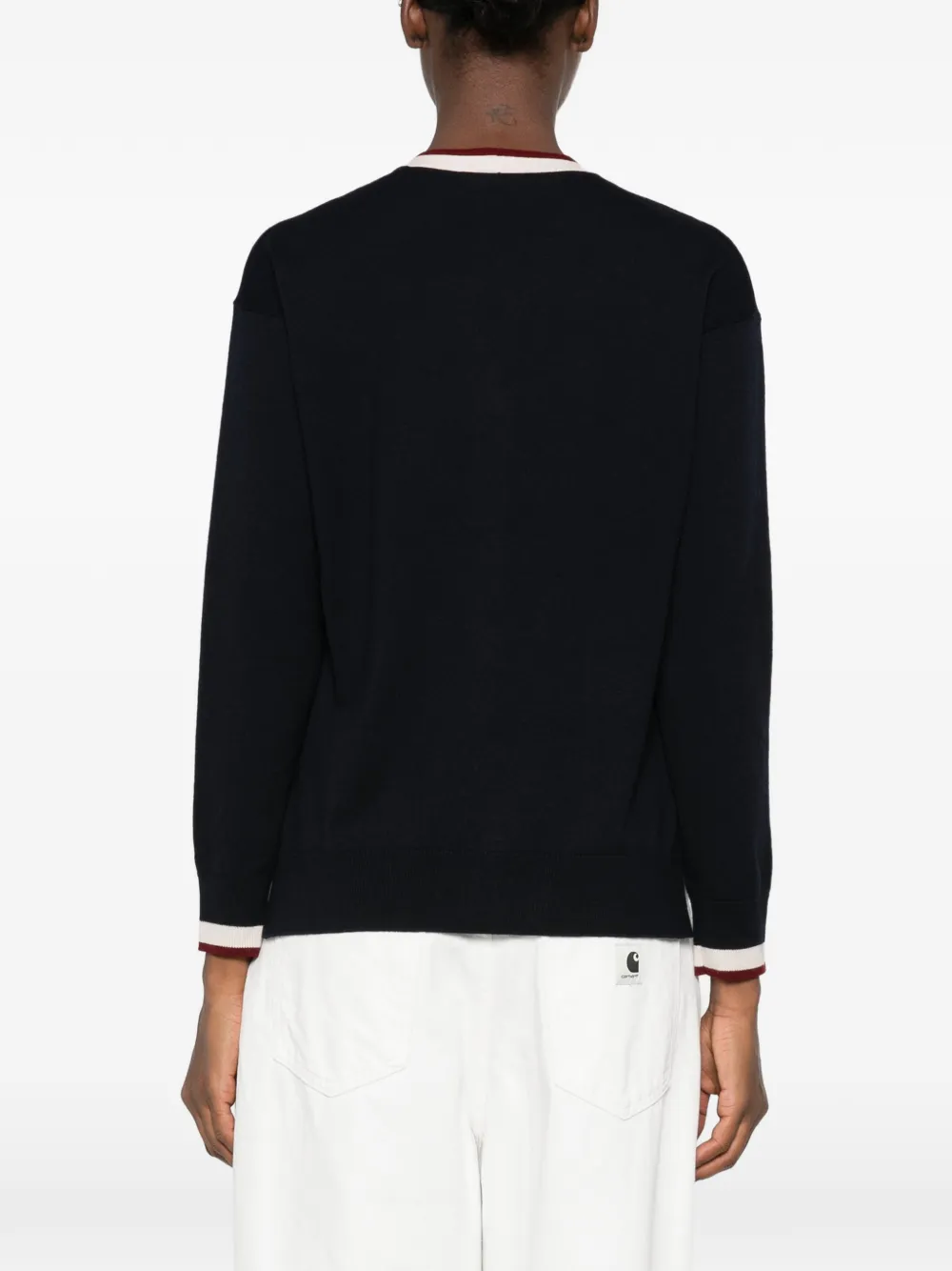 'S Max Mara contrast-trim front-pocket cardigan Blauw
