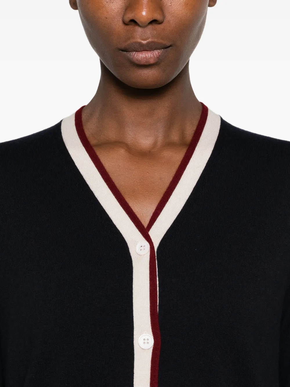 'S Max Mara contrast-trim front-pocket cardigan Blauw