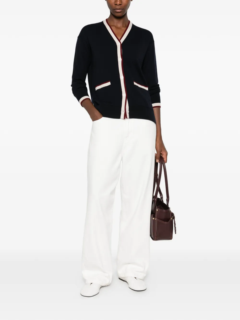 'S Max Mara contrast-trim front-pocket cardigan - Blu
