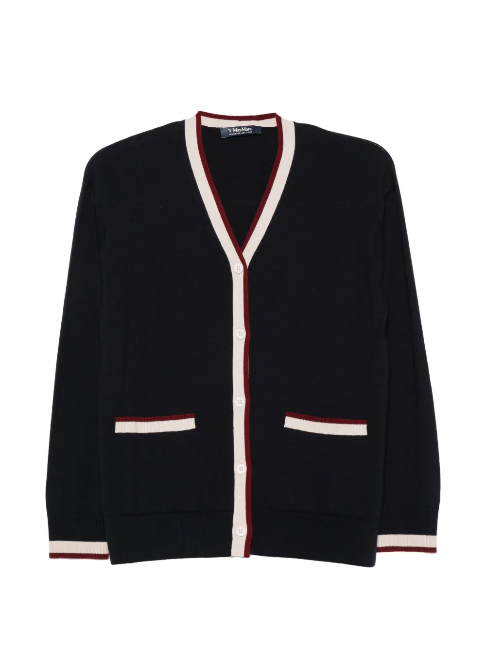 'S Max Mara contrast-trim front-pocket cardigan - Blau