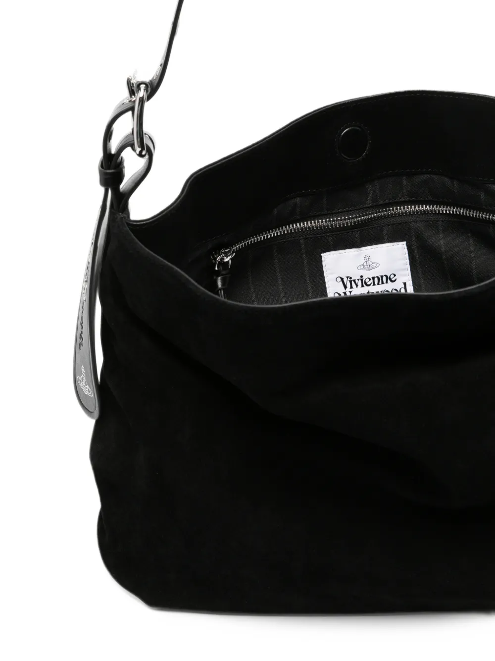 Vivienne Westwood Medium Maxime suède schoudertas Zwart