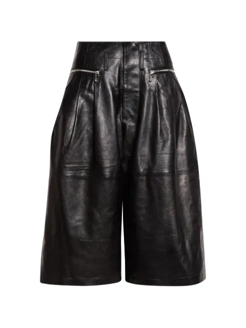 R13 pleated leather shorts
