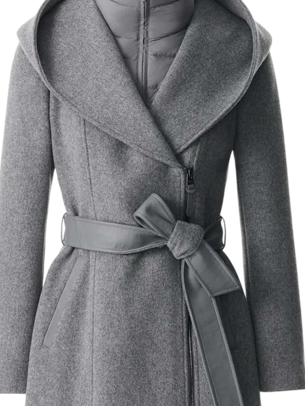 Mackage Shia-SLB 2-in-1 jas met capuchon en ceintuur Grijs