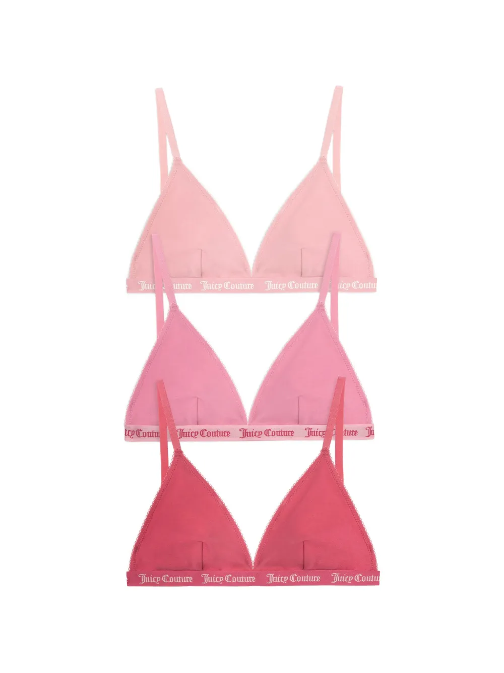 Juicy Couture scallop-trim triangle bras (set of three) - Rosa