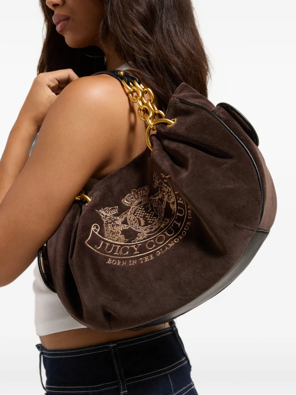 Juicy Couture Daydreamer tas met geborduurd wapenschild Bruin