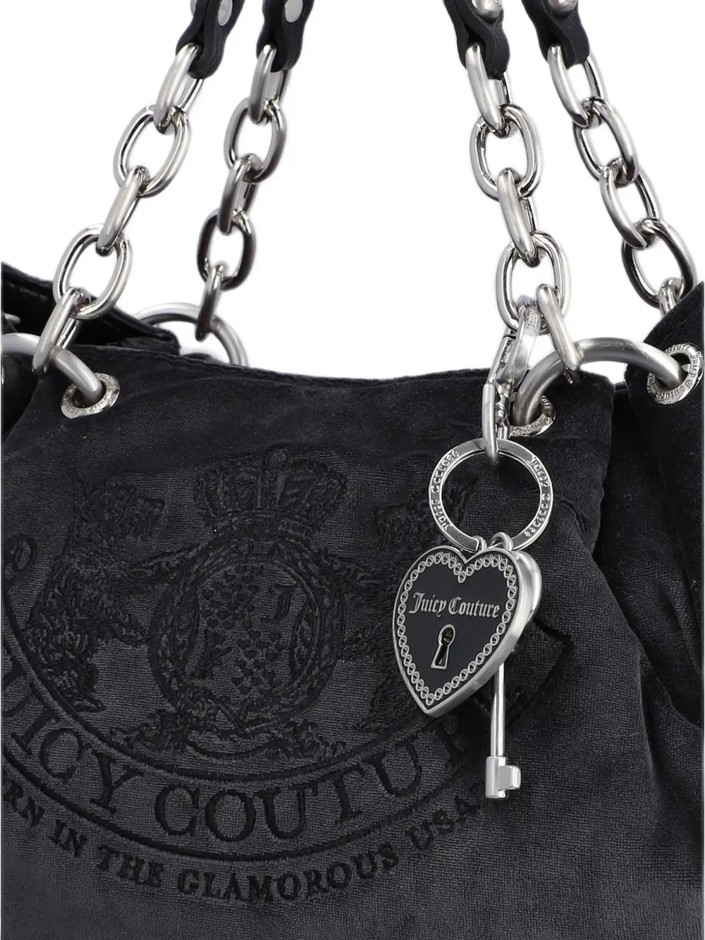 Juicy Couture Daydreamer Crest fluwelen shopper Grijs