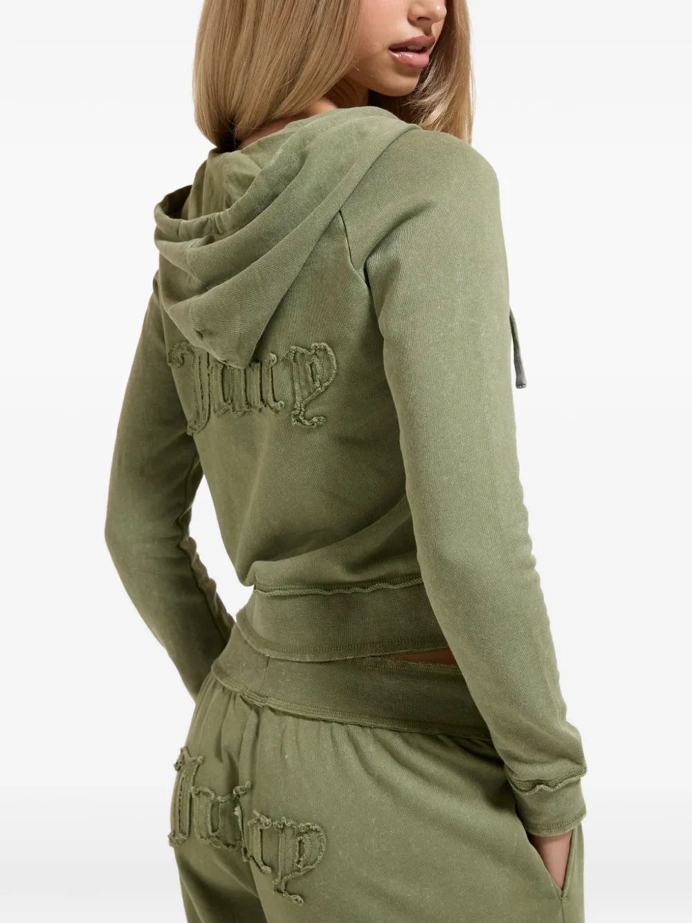 Juicy Couture Fleece hoodie met logo-applicatie Groen