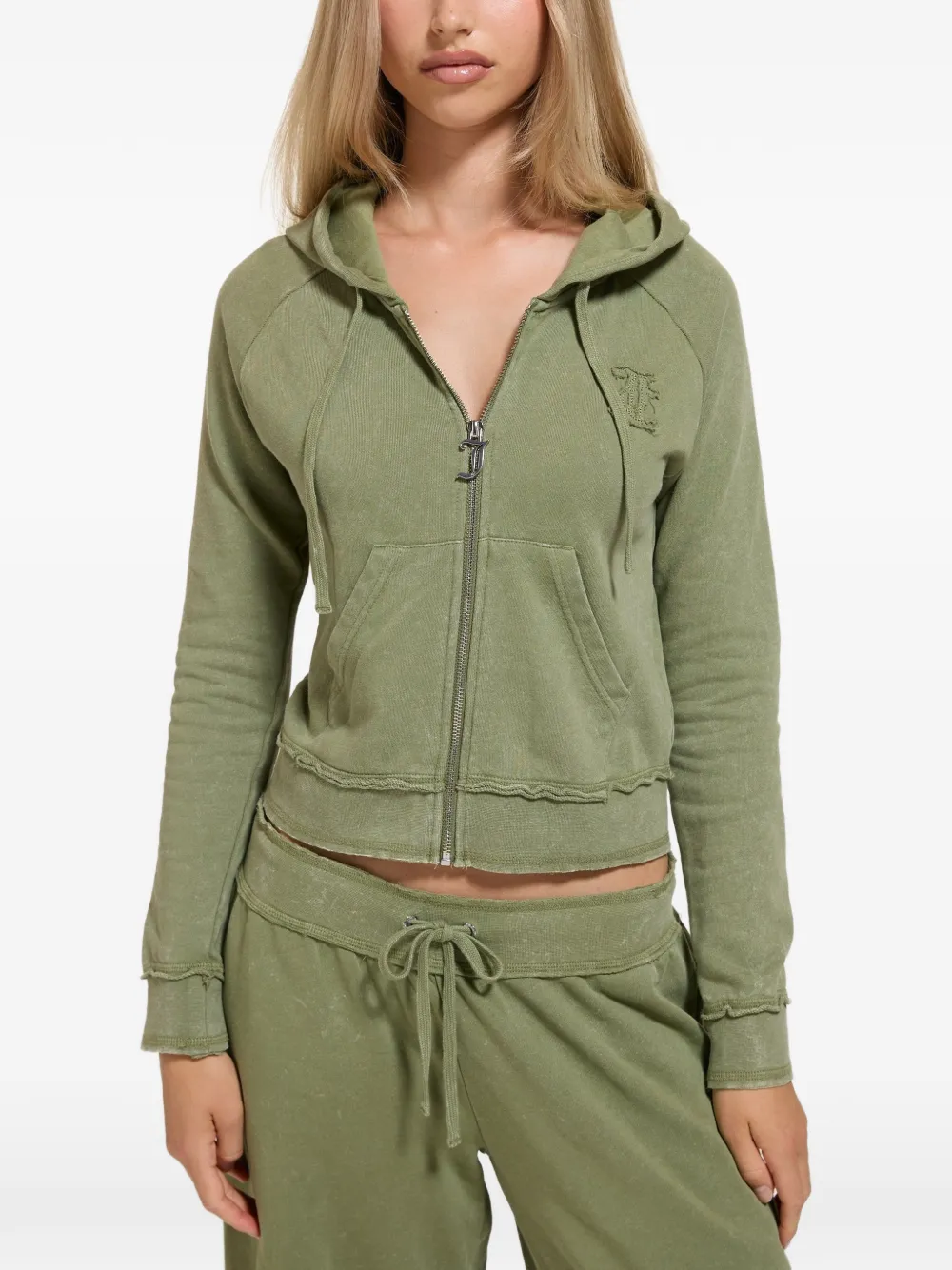 Juicy Couture Fleece hoodie met logo-applicatie Groen
