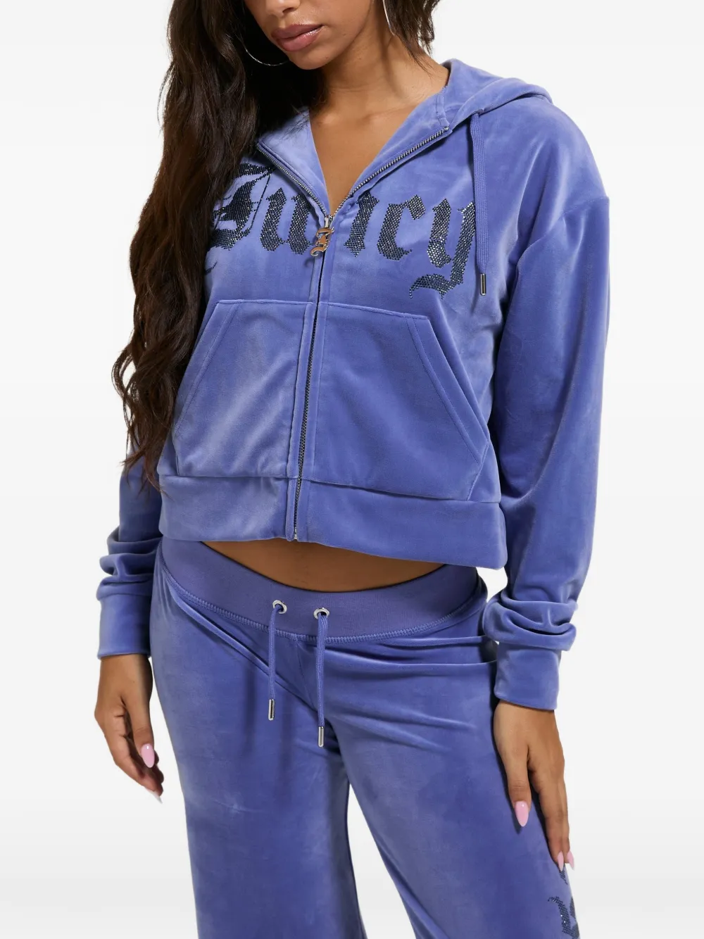 Juicy Couture Old Gothic cropped hoodie Blauw
