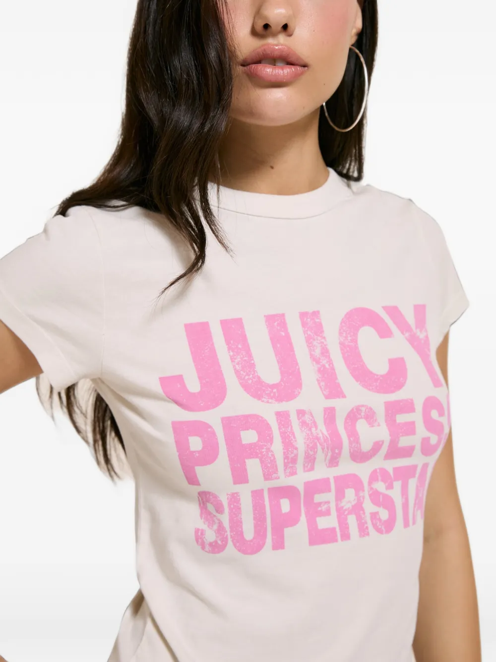Juicy Couture Juicy Princess Hilton T-shirt met verwassen effect Beige