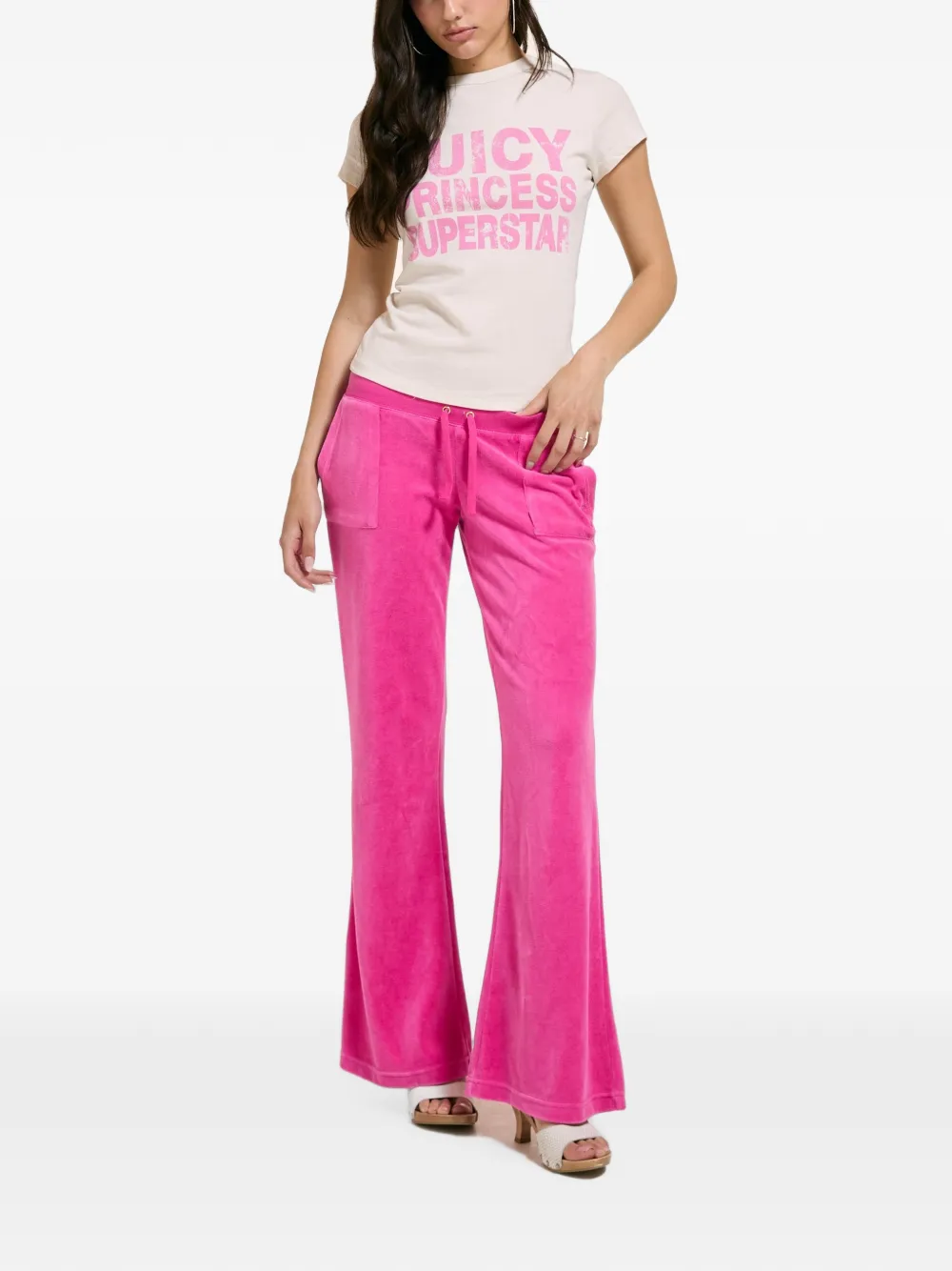 Juicy Couture Juicy Princess Hilton T-shirt met verwassen effect Beige