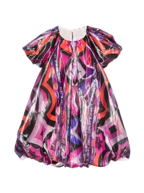 PUCCI Junior geometric-print puff-sleeve dress