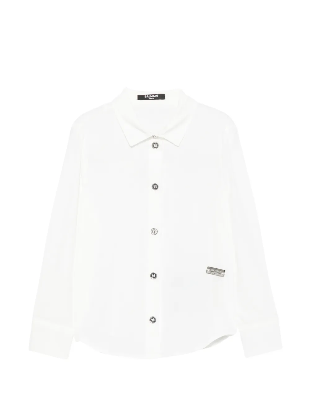 Balmain Kids logo-plaque long-sleeve shirt Wit
