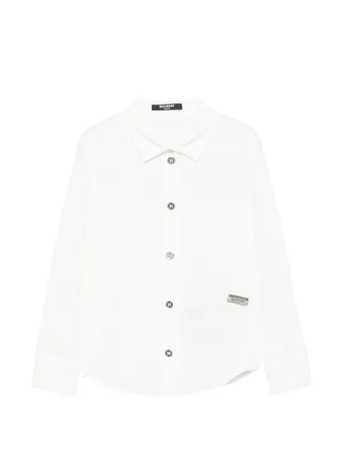 Balmain Kids logo-plaque long-sleeve shirt