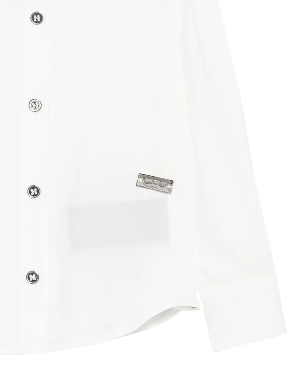 Balmain Kids logo-plaque long-sleeve shirt Wit