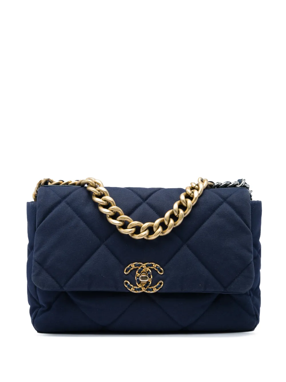 CHANEL Pre-Owned 2019 Large Canvas 19 Flap satchel - Blu