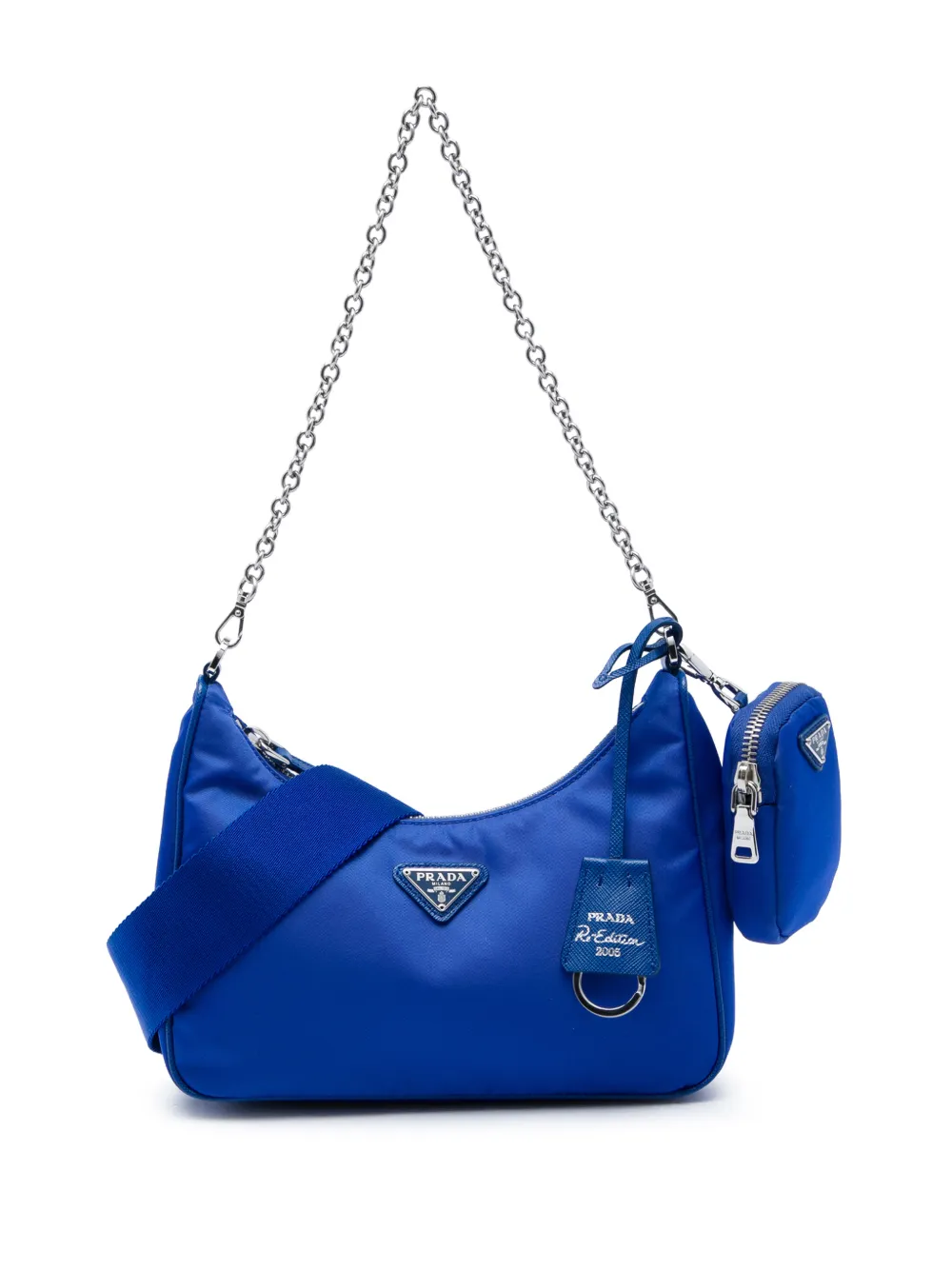 Prada Pre-Owned sac à main en Tessuto à finitions en cuir Saffiano Re Edition 2005 (2000-2013) - Bleu