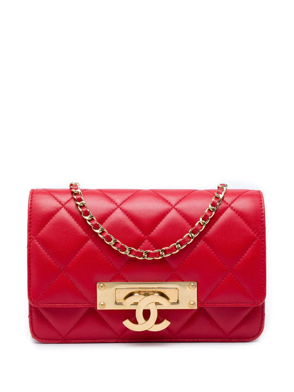 CHANEL Pre-Owned 2014 Medium Quilted Lambskin Golden Class Flap shoulder bag - Rosso