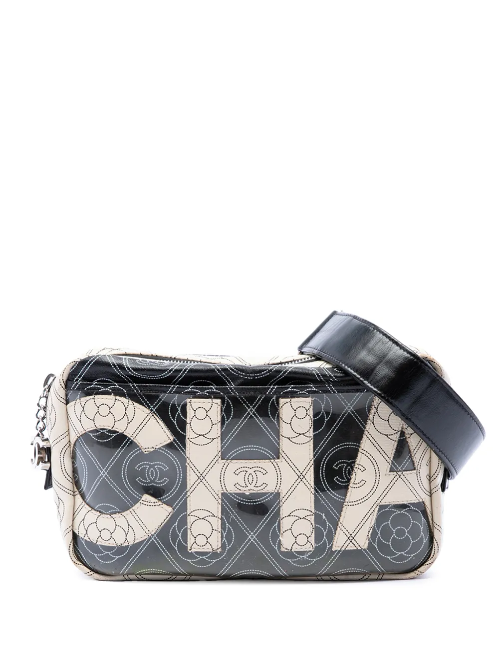 CHANEL Pre-Owned 2018 Coated Canvas Camellia Logo Camera Bag crossbody bag - Nero