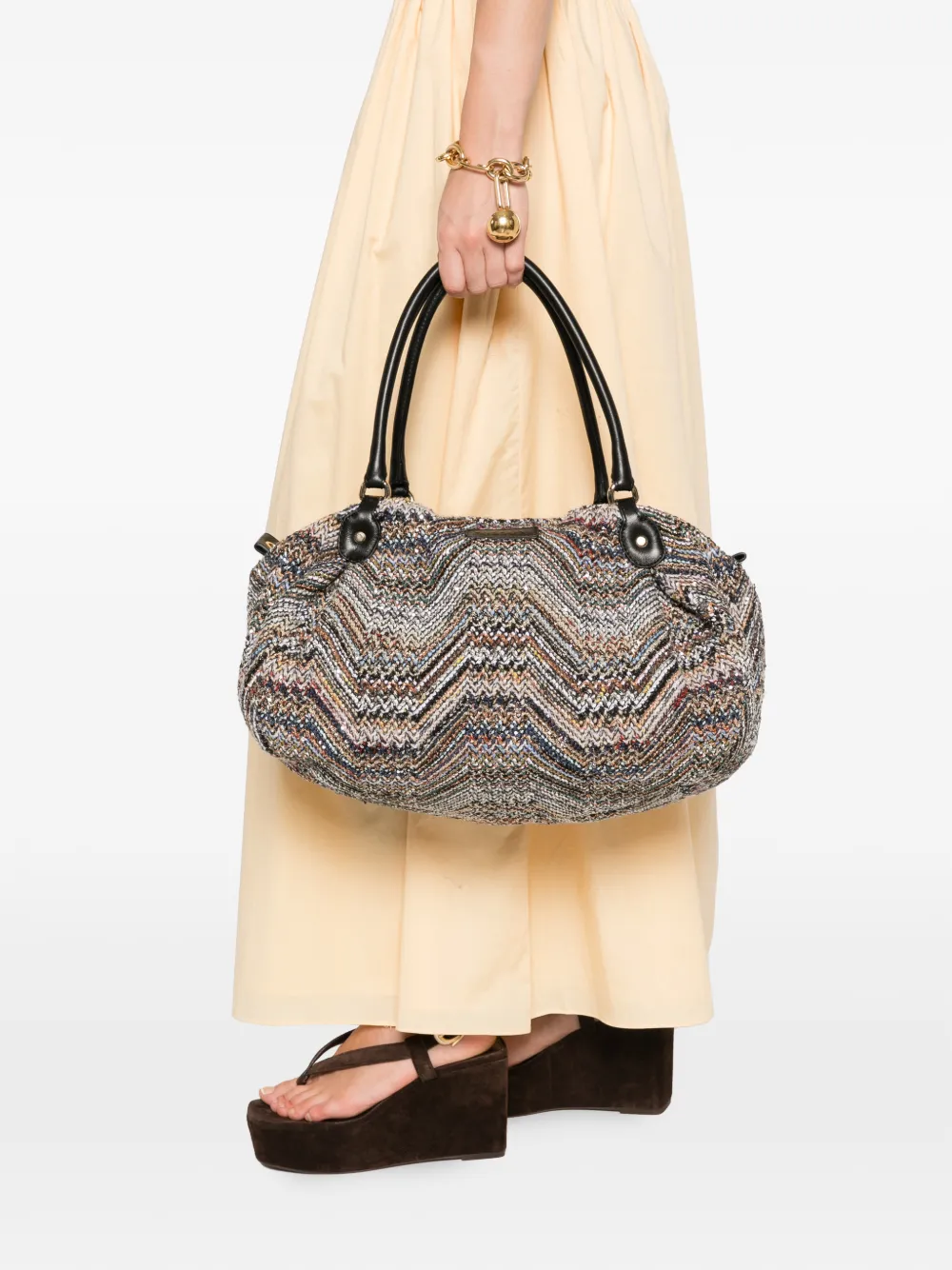 Missoni Gebreide shopper met zigzag-patroon Grijs