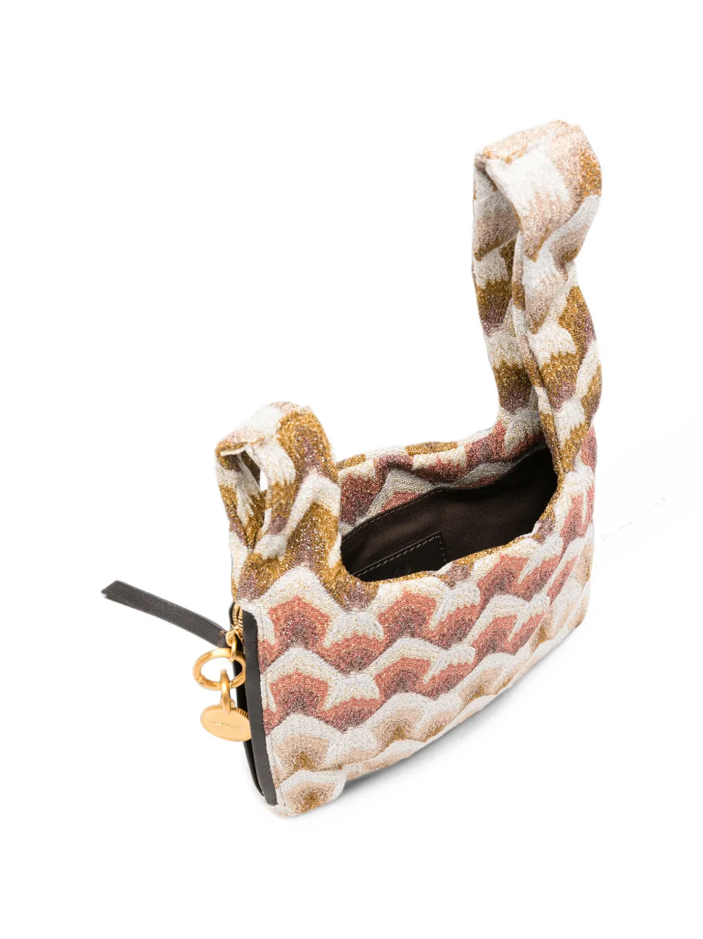 Missoni Gebreide mini-tas met zigzag-patroon en geknoopt detail Beige