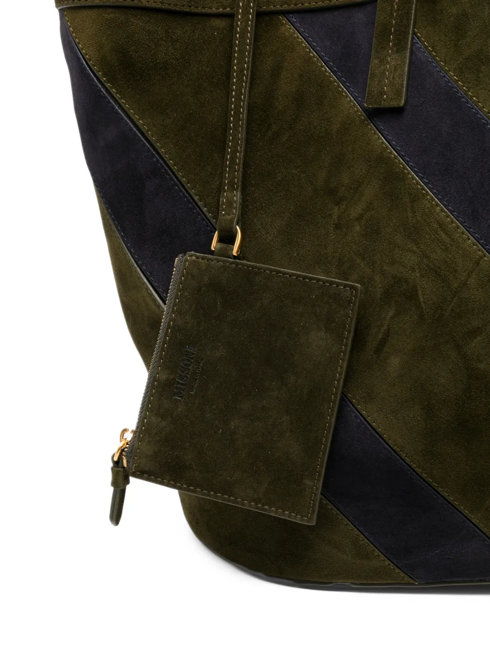 Missoni Medium Trapezoid suède shopper met chevron-streep Groen
