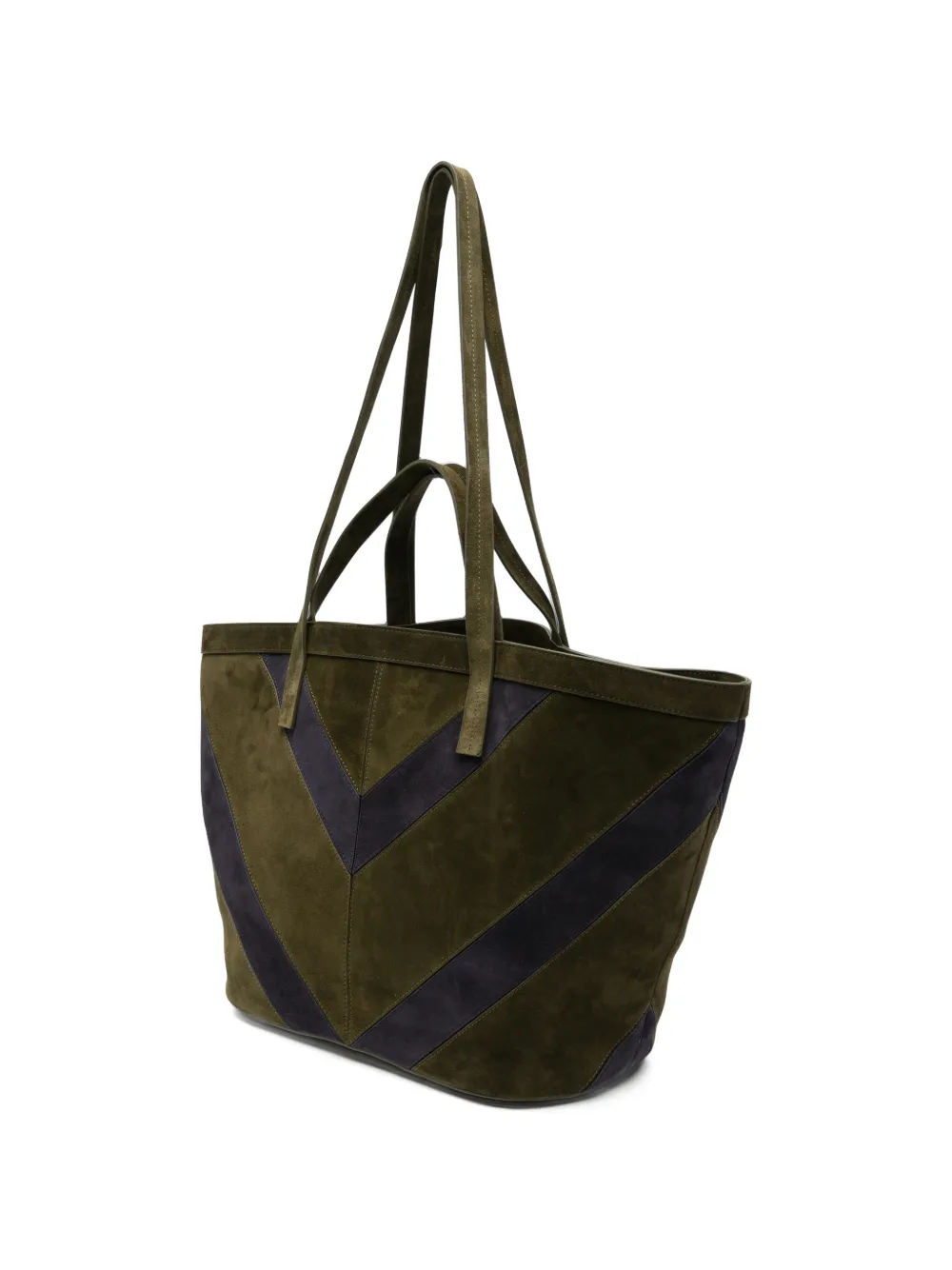 Missoni Medium Trapezoid suède shopper met chevron-streep Groen