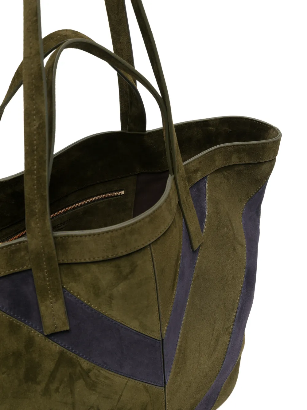 Missoni Medium Trapezoid suède shopper met chevron-streep Groen