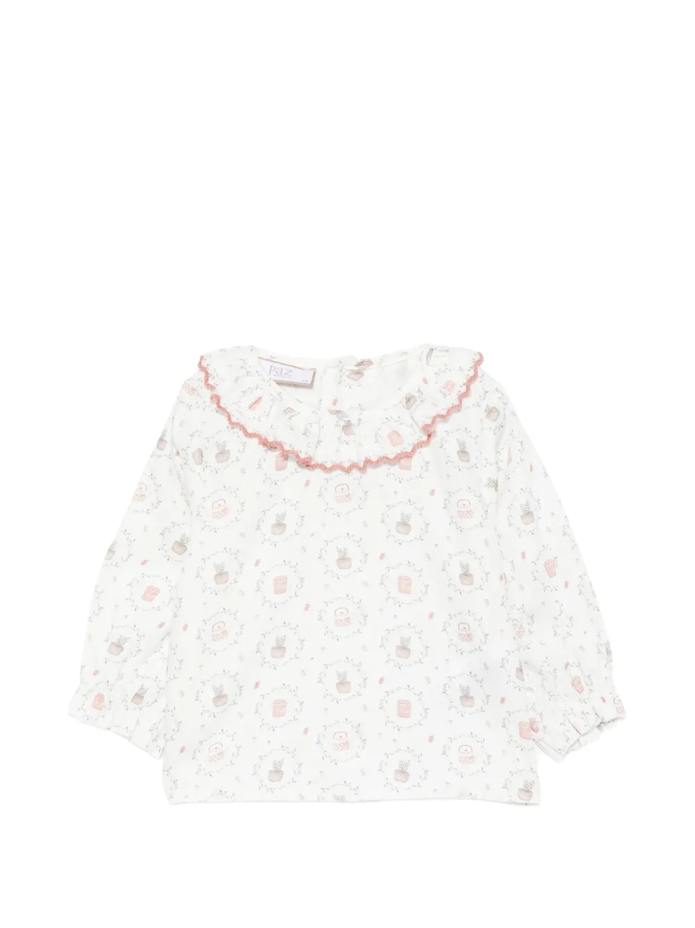 Paz Rodriguez ruffled knitted dungarees three-piece set Roze