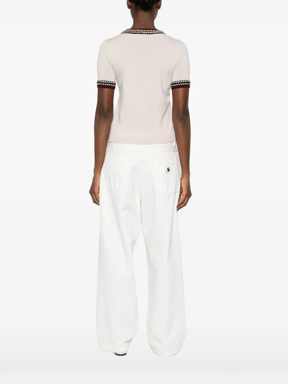 'S Max Mara embroidered-trim short-sleeve sweater Beige