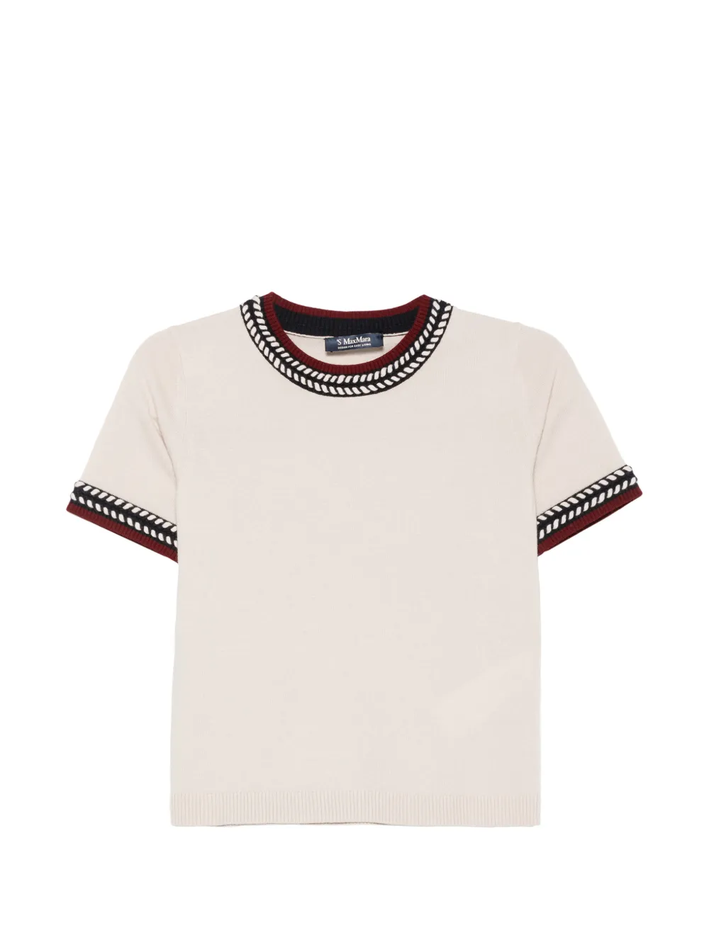 'S Max Mara embroidered-trim short-sleeve sweater - Toni neutri