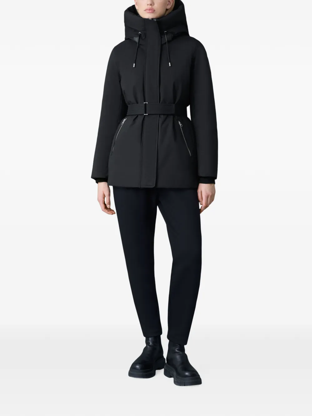 Mackage Jeni-NF belted hooded jacket - Noir Mackage Jeni-NF belted hooded jacket - Noir
