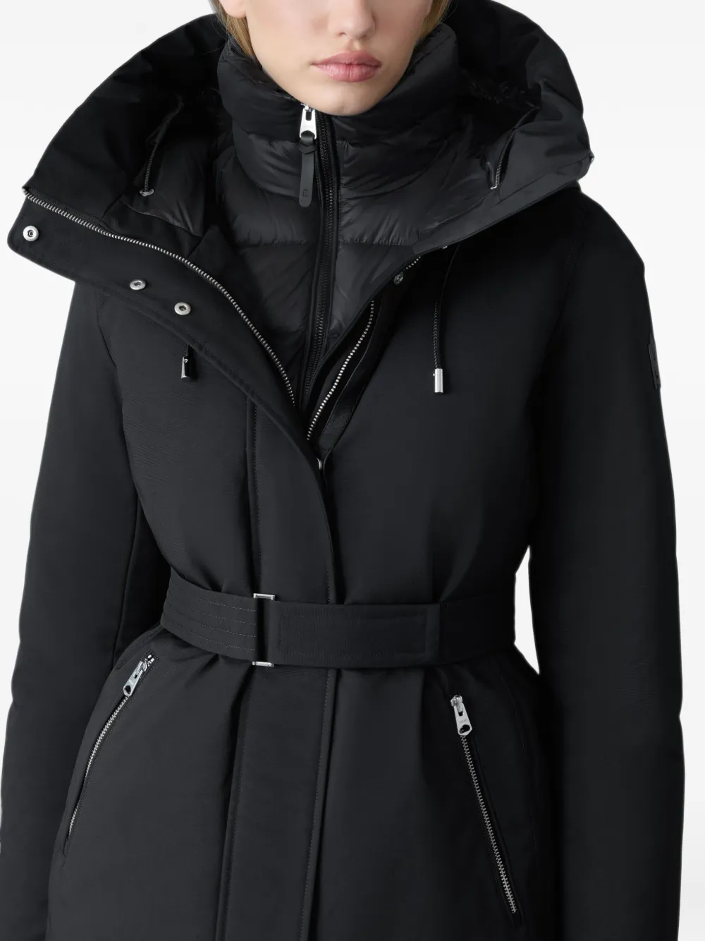 Mackage Jeni-NF belted hooded jacket Zwart