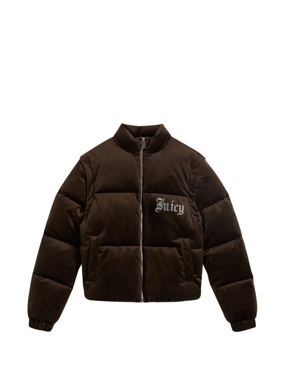 Juicy Couture Diamanté detachable-sleeve puffer jacket - Marrone