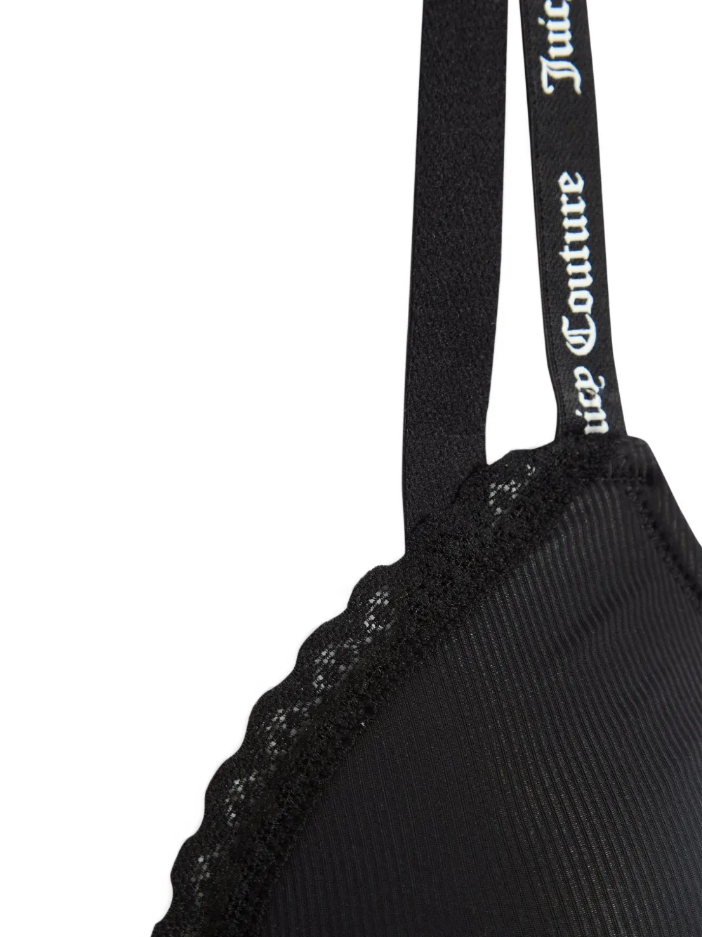 Juicy Couture Geribbelde bralette met kanten afwerking Zwart