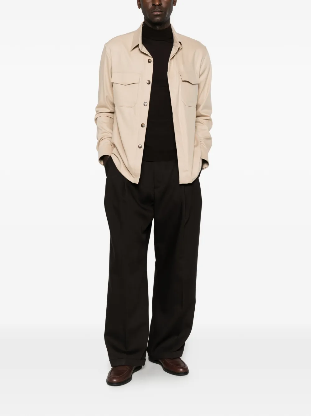 Canali button-up flap-pocket jacket - Tons neutres