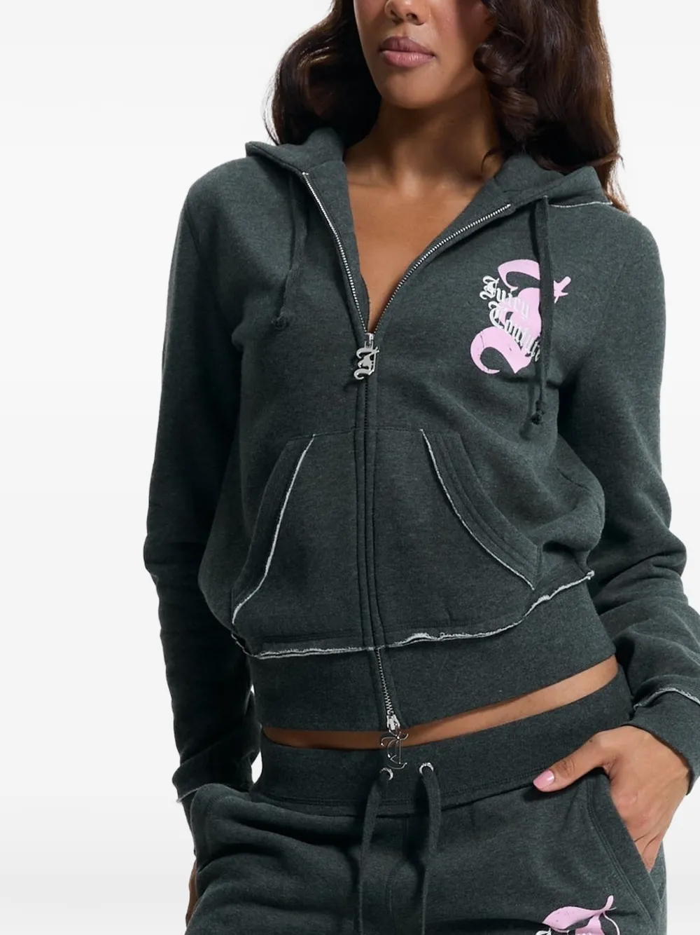 Juicy Couture logo-print zip-up hoodie - Grigio