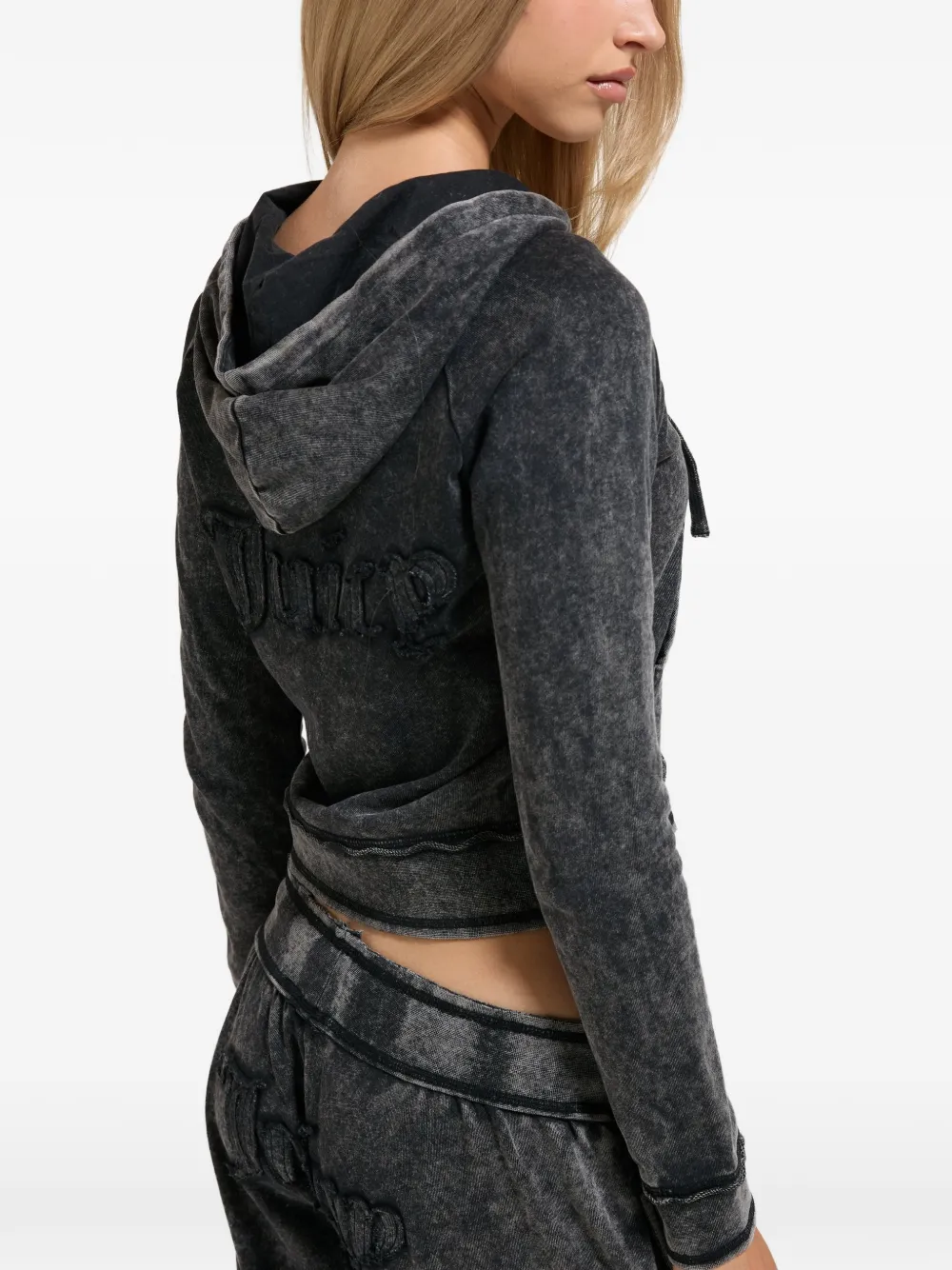 Juicy Couture Hoodie met acid-wassing en logo-applicatie Zwart