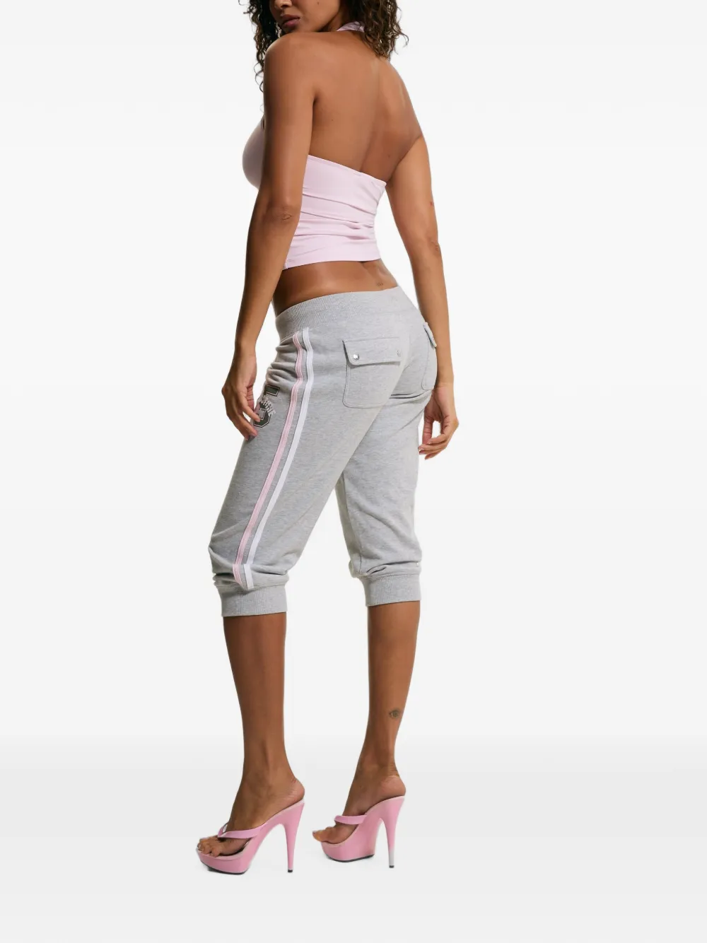 Juicy Couture Broek met logo-print en omgeslagen pijpen Grijs