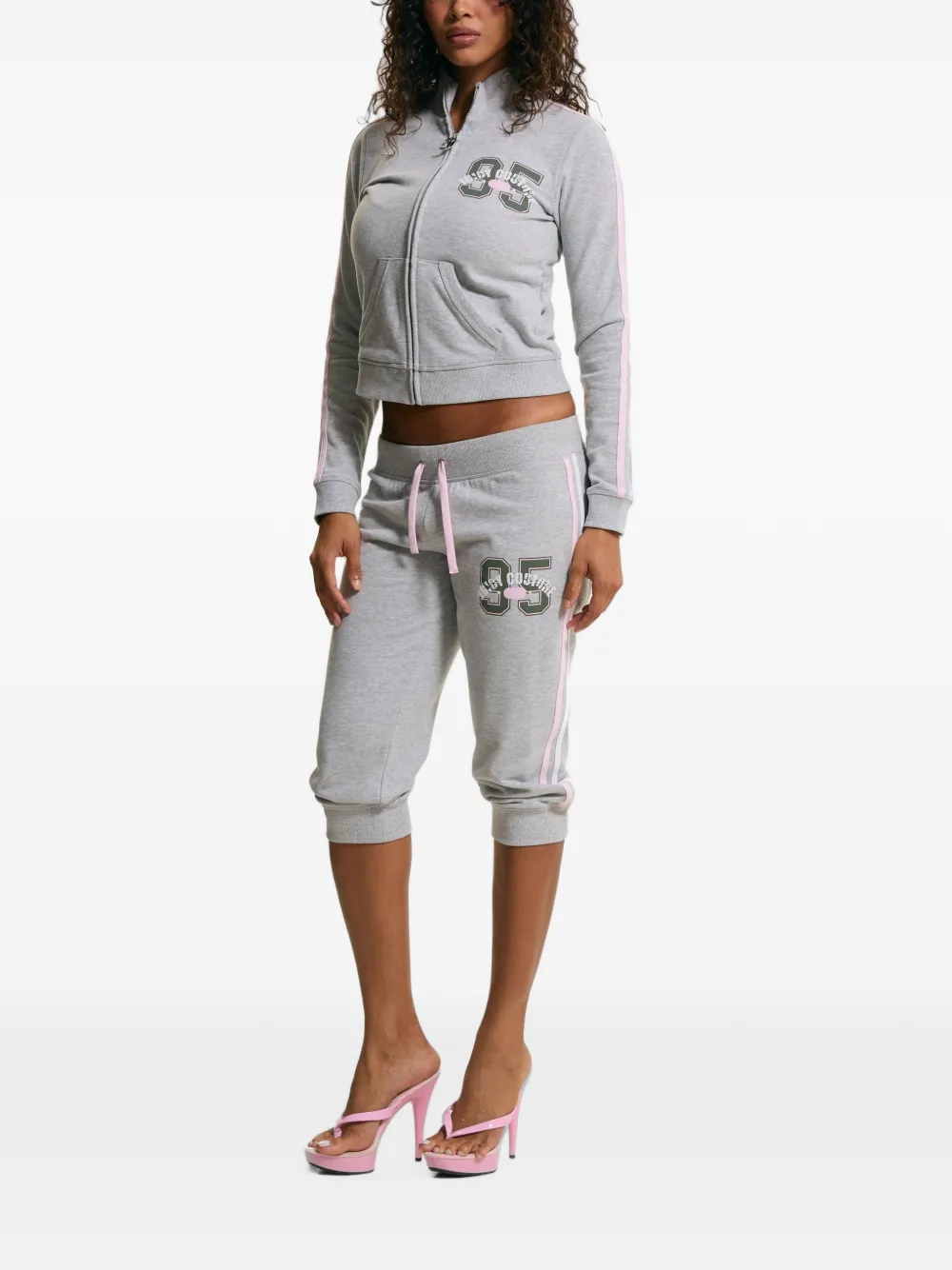 Juicy Couture Broek met logo-print en omgeslagen pijpen Grijs