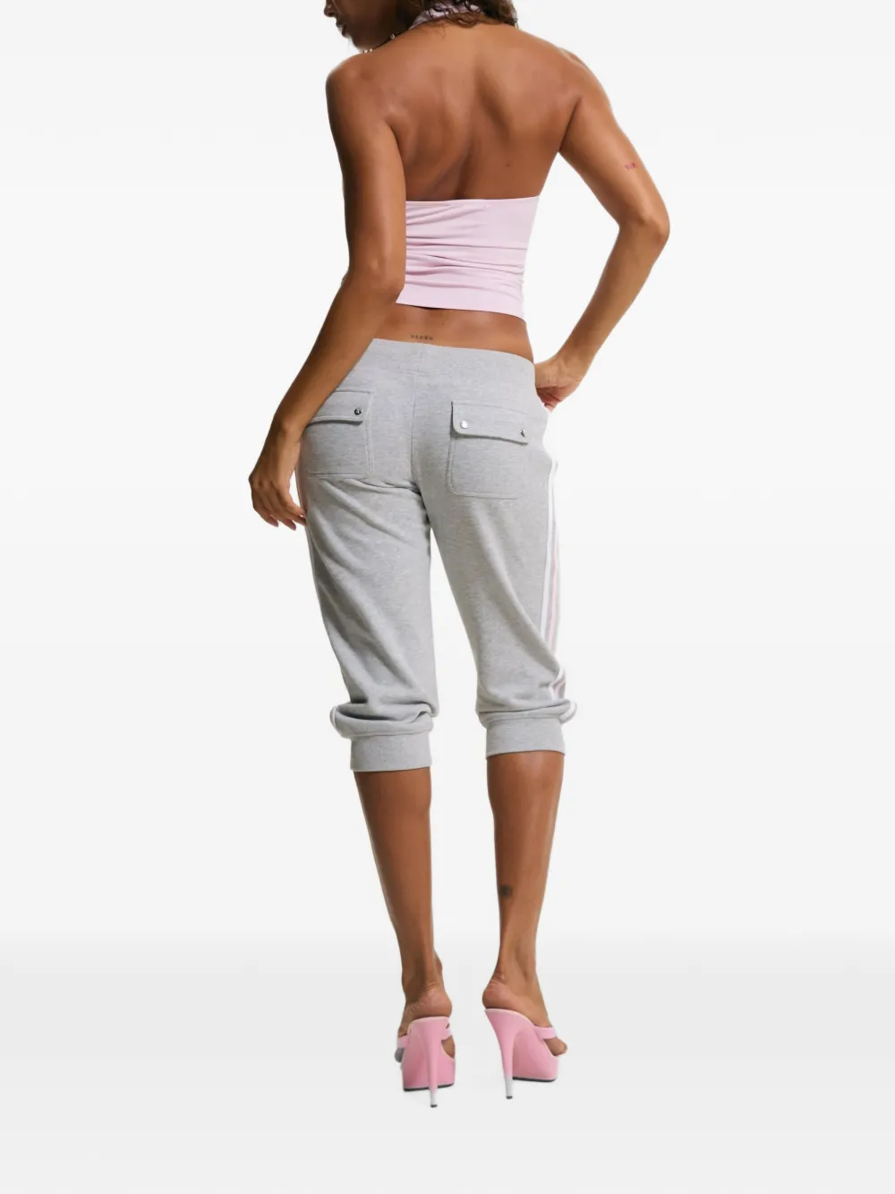 Juicy Couture Broek met logo-print en omgeslagen pijpen Grijs