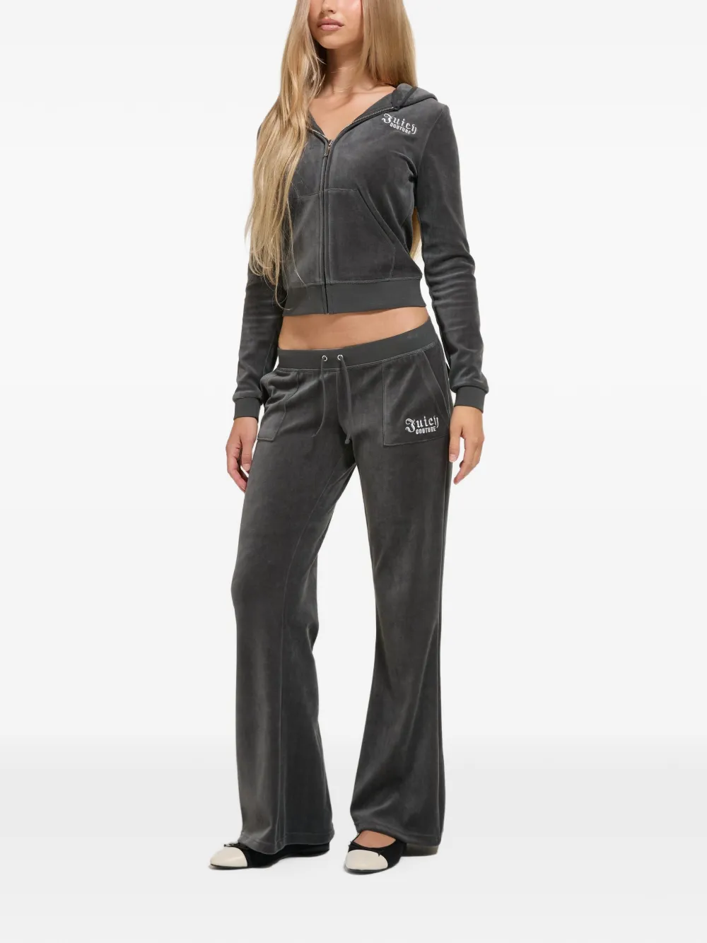 Juicy Couture Robyn verfraaide hoodie van velours Grijs