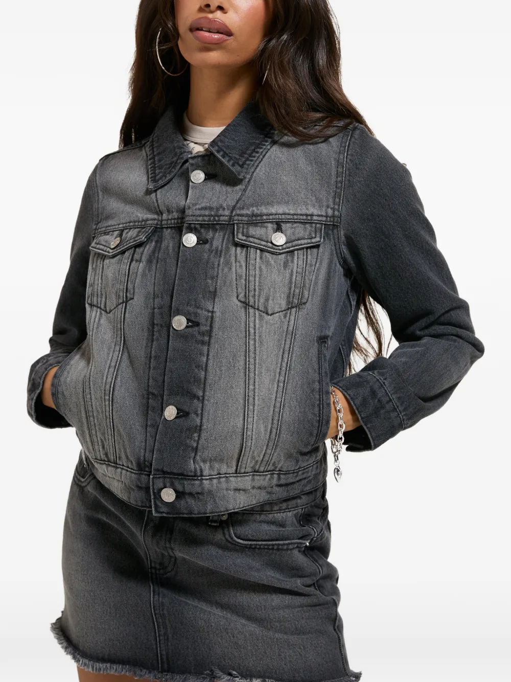 Juicy Couture rhinestone-embellished denim jacket Grijs