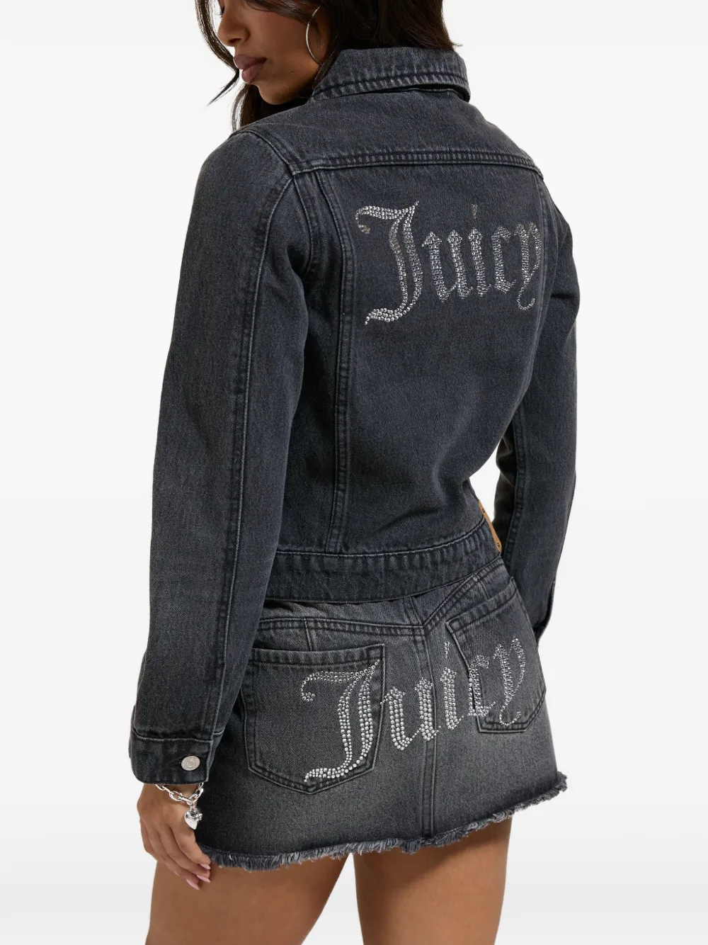 Juicy Couture rhinestone-embellished denim jacket Grijs