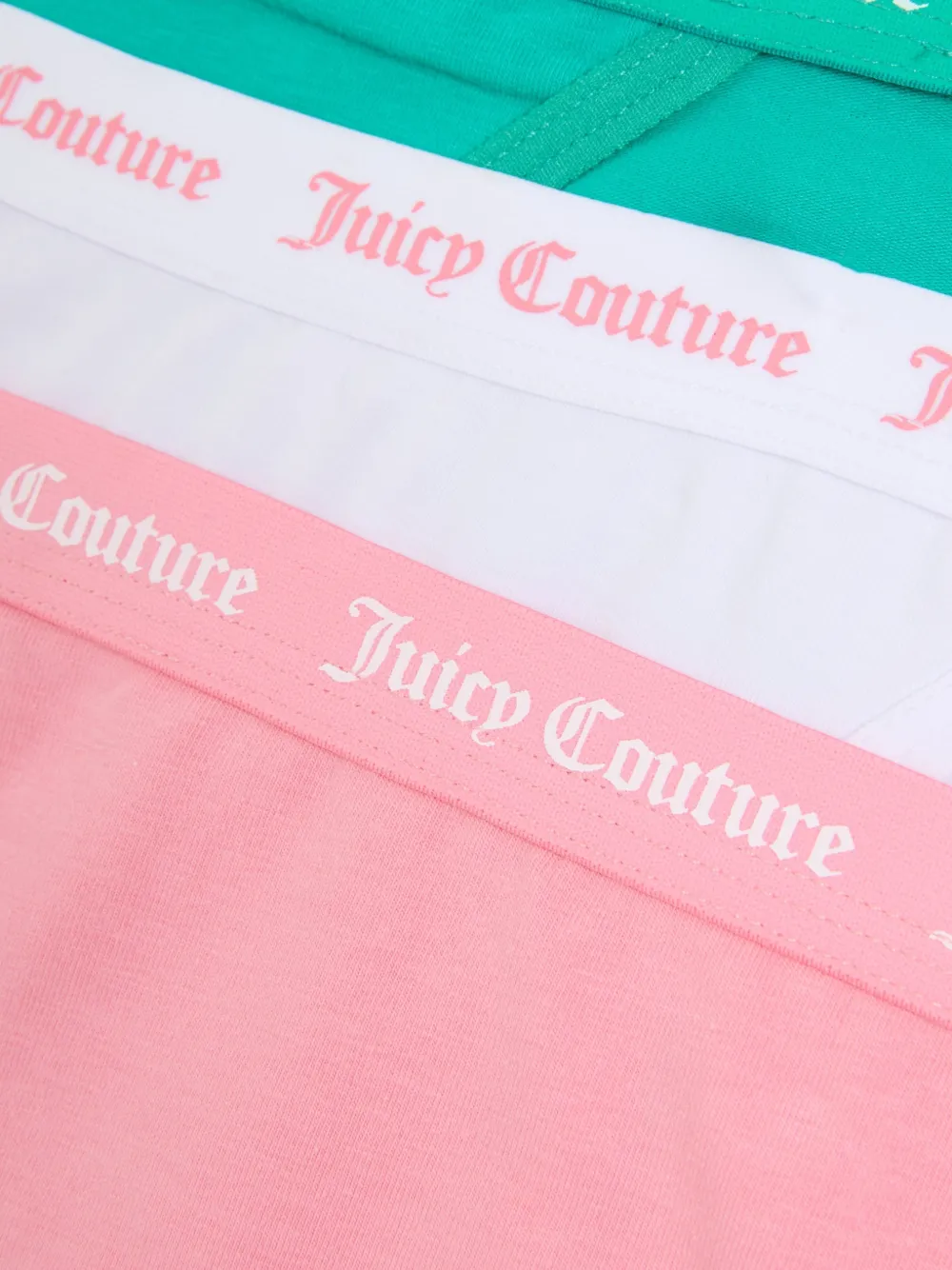 Juicy Couture Drie katoenen slips met logoband Roze