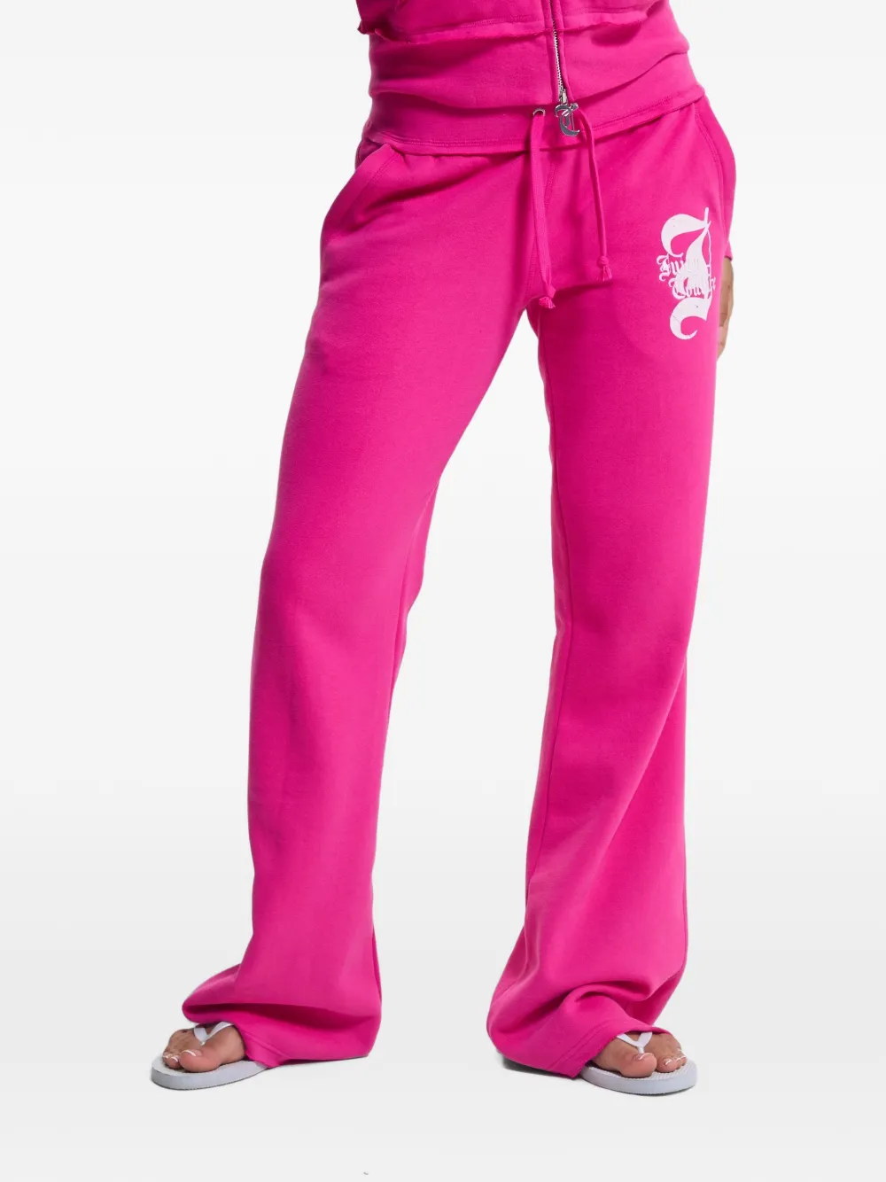 Juicy Couture logo-print flared track pants - Rosa