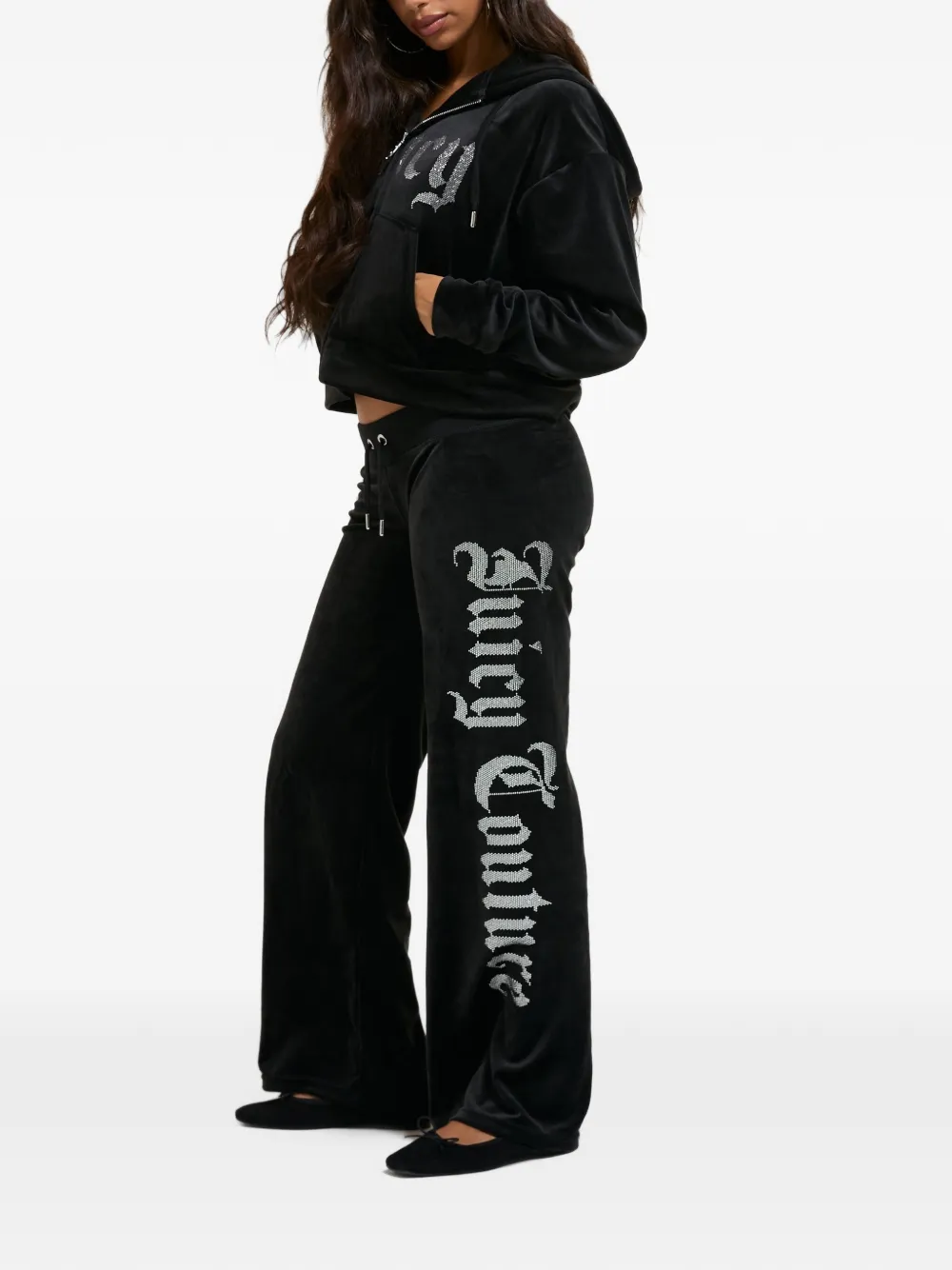 Juicy Couture Old Gothic cropped hoodie Zwart